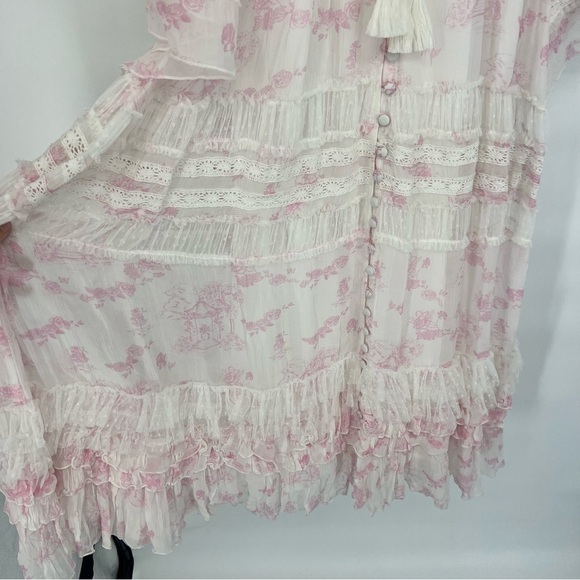 FillyBoo Charm Your Way Ruched Cottagecore Maxi Dress Gown in Sunday Pink Large - Picture 7 of 12